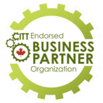 CITT Endorsed Business Partner badge with a green gear border and a red maple leaf motif in the center.