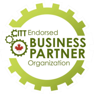 CITT Endorsed Business Partner badge with a green gear border and a red maple leaf motif in the center.