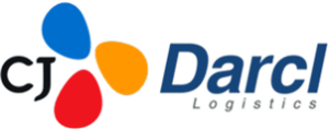 CJ Darcl Logistics logo with three colored petals (blue, orange, red) and the company name.
