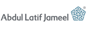 Abdul Latif Jameel logo with blue geometric emblem.