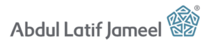 Abdul Latif Jameel wordmark in gray and blue, with a blue geometric emblem on the right.